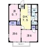 シティハイツさざらいＤ 3DKの間取り