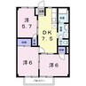 シティハイツさざらいＤ 3DKの間取り