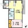 インコントロ　富田 1DKの間取り
