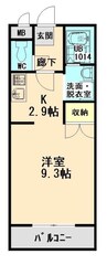 ユーミーマンションクレセール 1Kの間取り