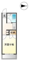 コーポパーシモン 1Kの間取り