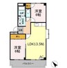 コーポタウン宮ノ北　(南棟) 2LDKの間取り