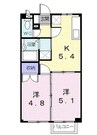 アインス中川 2Kの間取り