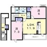 メゾン花水木　Ⅱ 2LDKの間取り