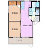 メルベール西富田 2LDKの間取り