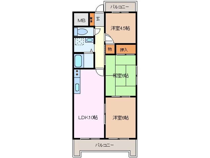 間取図 ハイツ富田3