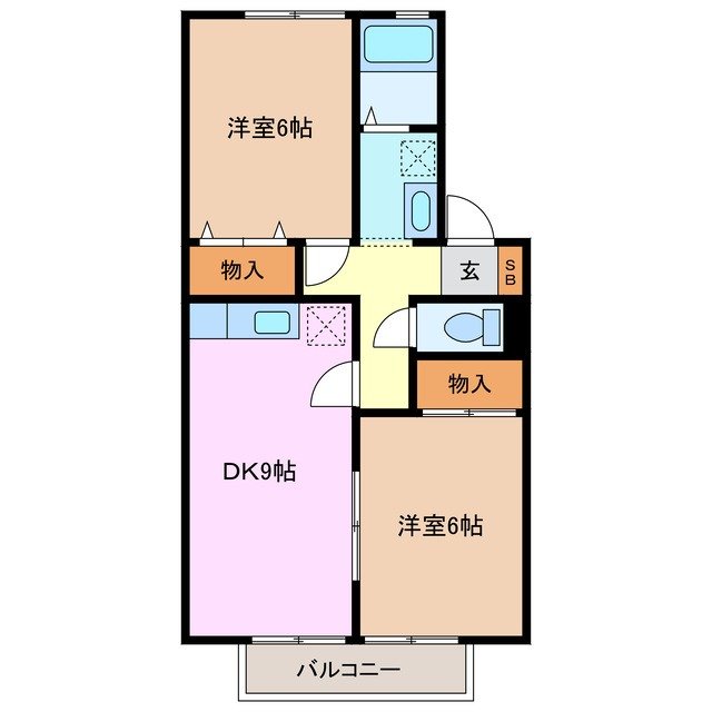 ファミーユ２１　A 2DKの間取り