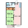 石津ハイツ 2LDKの間取り