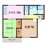メゾンソフィア　B 2DKの間取り