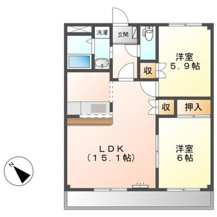 間取図 ヴィラＮＡＫＡＧＡＷＡⅡ