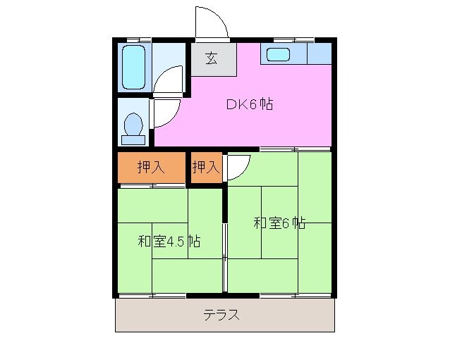 間取り図 鎌田アパート　東棟