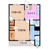 白山ハイツ 2DKの間取り