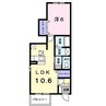 クラージュ　Ａ棟 1LDKの間取り