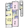 ベル・ジャルダン　Ｂ 2LDKの間取り