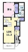 クラージュ　Ｅ棟 1LDKの間取り