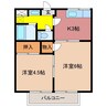 さつき荘 2DKの間取り