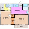 鈴木様貸家 2DKの間取り