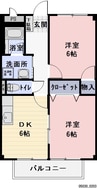 Ｓｕｒｐｌｕｓ　Ｔｗｏ　ＯＫＡＤＡ 2DKの間取り