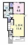 ソラーナＢ棟 1LDKの間取り