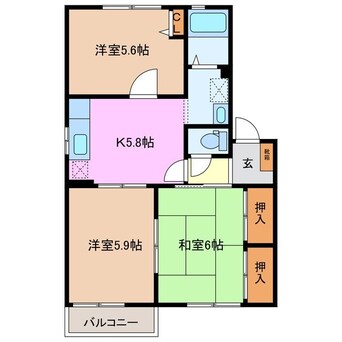 間取図 コーポフェニックス　D