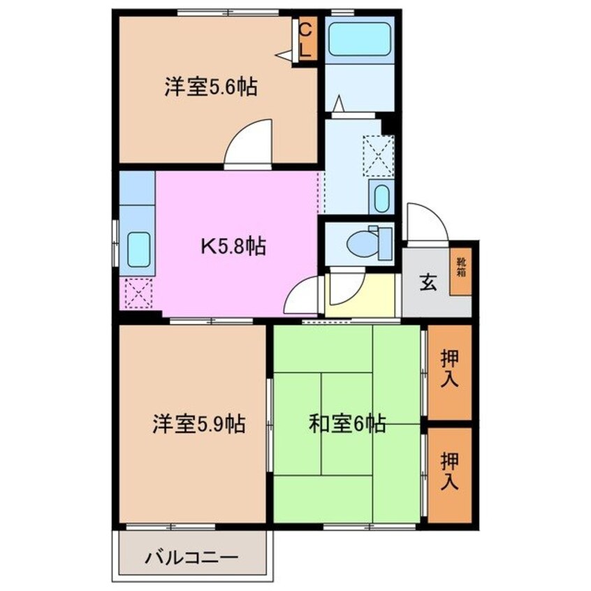 間取図 コーポフェニックス　D