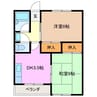 メゾンめばえＢ棟 2DKの間取り