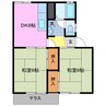 コーポたかはし　P1 2DKの間取り