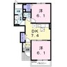 シンフォニー　Ⅱ棟 2DKの間取り