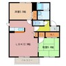 コーポフェニックス　Ｂ 2LDKの間取り