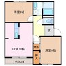 おれんじハウス　B 2LDKの間取り