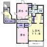 プルーリオン　Ａ棟 2LDKの間取り