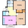 コーポ南本町 2DKの間取り
