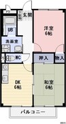 ＭＯＯＮ　ＲＩＶＥＲ　Ｂ棟 2DKの間取り