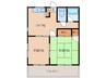 北マンション 2DKの間取り
