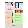 北マンション 2DKの間取り