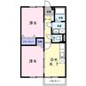 メゾン浜郷　Ｂ棟 2DKの間取り