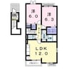 すずしの　Ⅰ棟 2LDKの間取り
