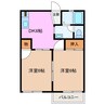 ネオハイツオークＡ棟 2DKの間取り