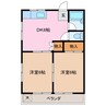 辻久留ハイツ 2DKの間取り