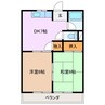 白石山ハイツ 2DKの間取り