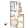 パールハイツみやび 1LDKの間取り