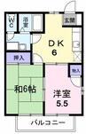 エルコート華 2DKの間取り