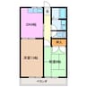 サンリバーハイツ 2DKの間取り