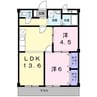 シティハイツ日野陵 2LDKの間取り