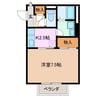 ライネスカーサ 1Kの間取り