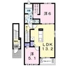 エクセレント中川原Ⅱ 2LDKの間取り