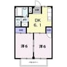 シティハイツ水谷 2DKの間取り