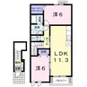 シャトーアンジュ 2LDKの間取り
