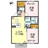 アリビオ東日野 2LDKの間取り