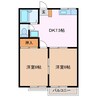 メゾンヤマナカ E棟 2DKの間取り